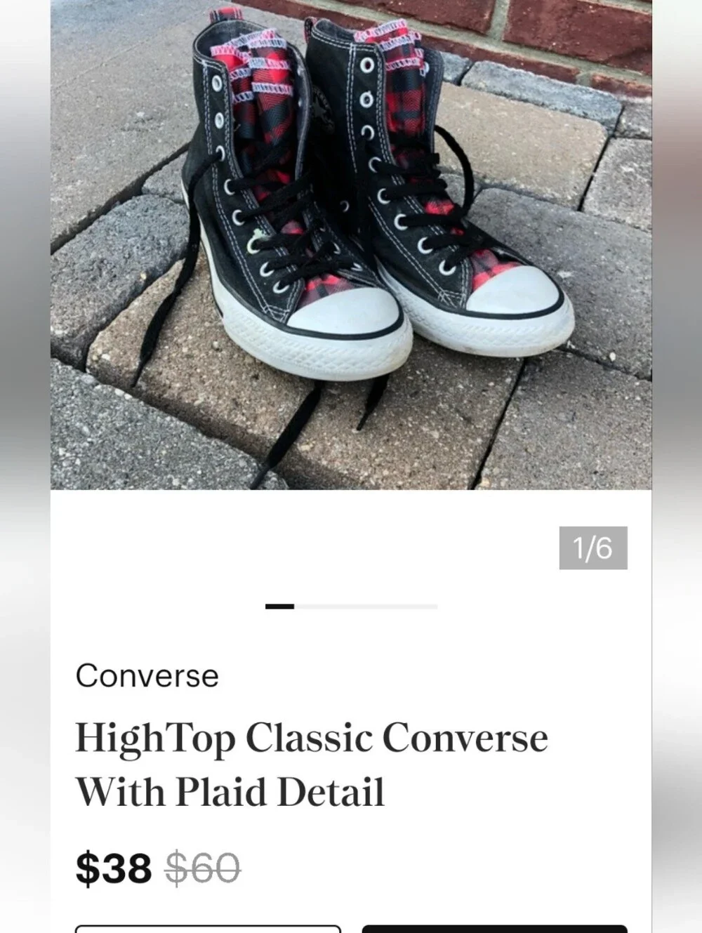 Converse Kids Black & Red Plaid High-Top Sneakers
